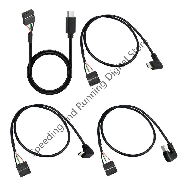 90-degree 9-pin USB Motherboard Internal Header to USB2.0 Type C to 9-Pin Adapter Cable for Computer Desktop Cable