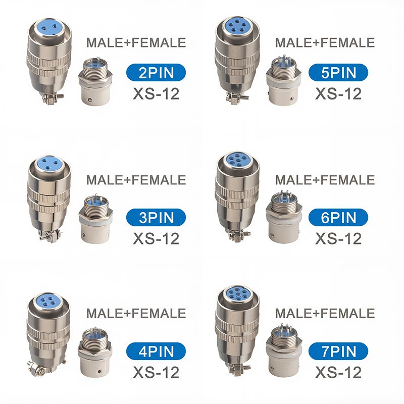 5/20PCS XS12 Connector 12mm Push-pull Circular Quick Connector 2pin 3/4pin5pin6pin7pin 3A 250V Male and Female Plug