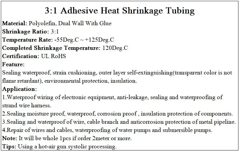 Brown 3:1 Heat Shrink Tube With Glue Diameter 1.6~39mm Double Wall Adhensive Polyolefin Sleeve Lined Wire Cable Protector 1~20m