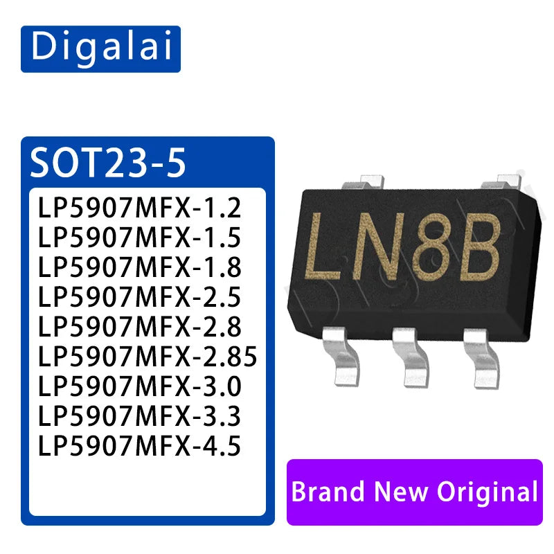 LP5907MFX-3.3 -3.0 -1.8 -1.5 -2.5 -2.8 -2.85 -4.5 -1.2 LDO Regulator SOT23-5 Digalai