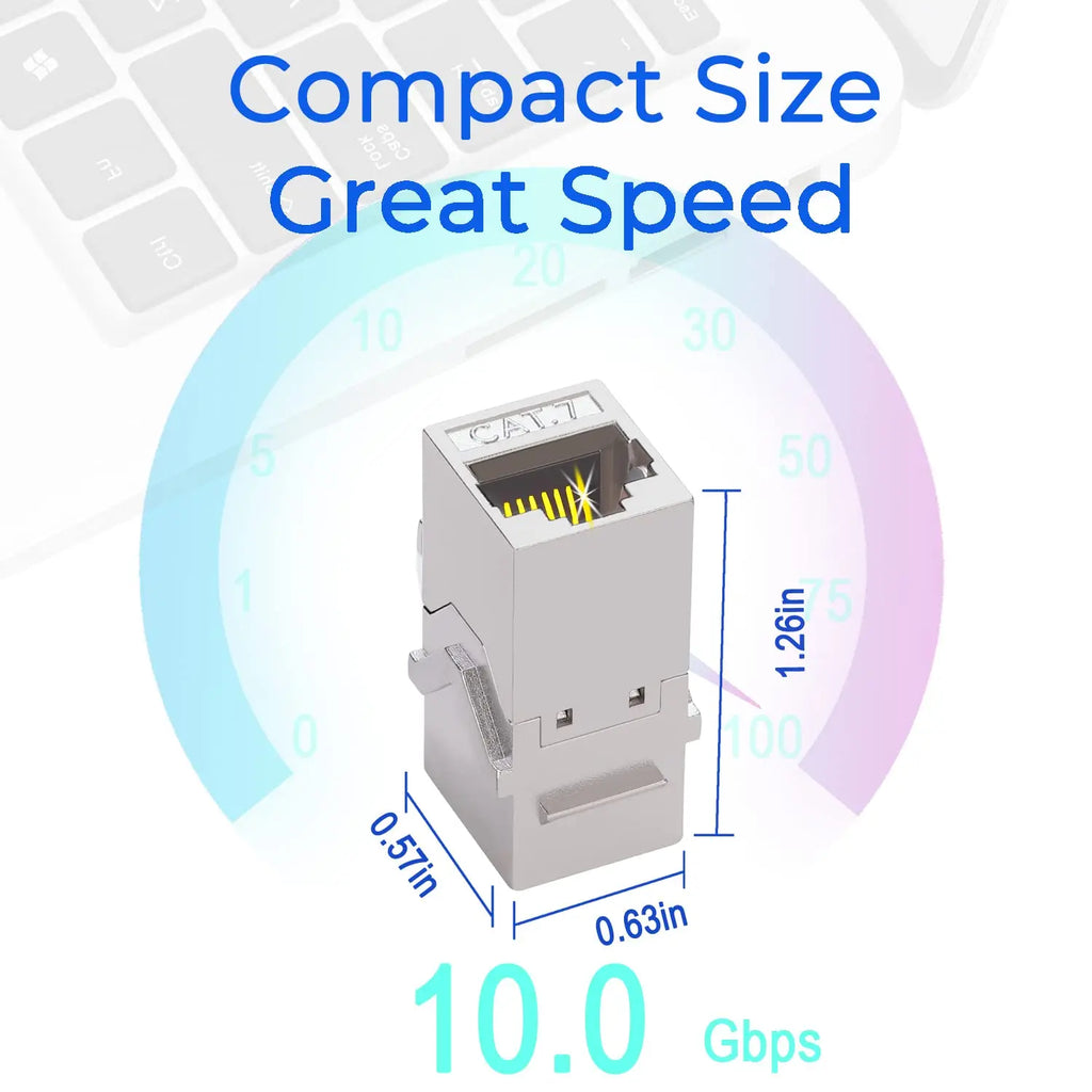 ZoeRax 1Pcs RJ45 Coupler Keystone Jack Cat7 Cat6a 10G Support, Female Keystone STP 10 Gbps for Wall Plate and Patch Panel