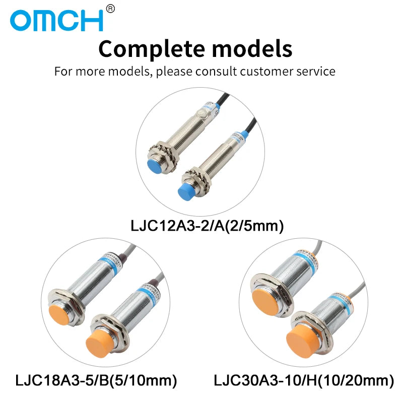 OMCH Capacitive Proximity Sensor LJC 12 18 30MM Detection Distance 2/5/10/20MM PNP NPN NO NC Cylindrical Proximity Sensor Switch