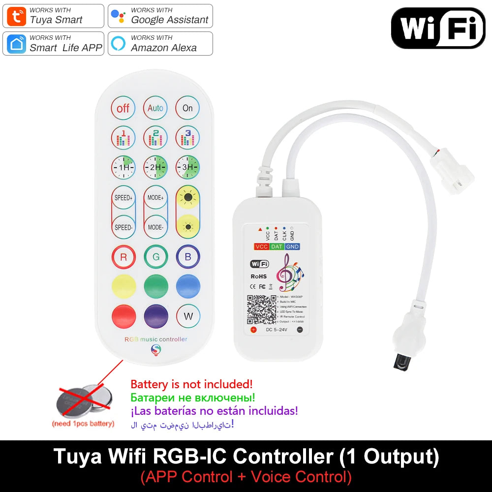 Tuya Wifi Pixel Controller for WS2811 WS2812B Addressable LED Strip Dream Color Light Wi-Fi Smart Dimmer Alexa Google Assistant