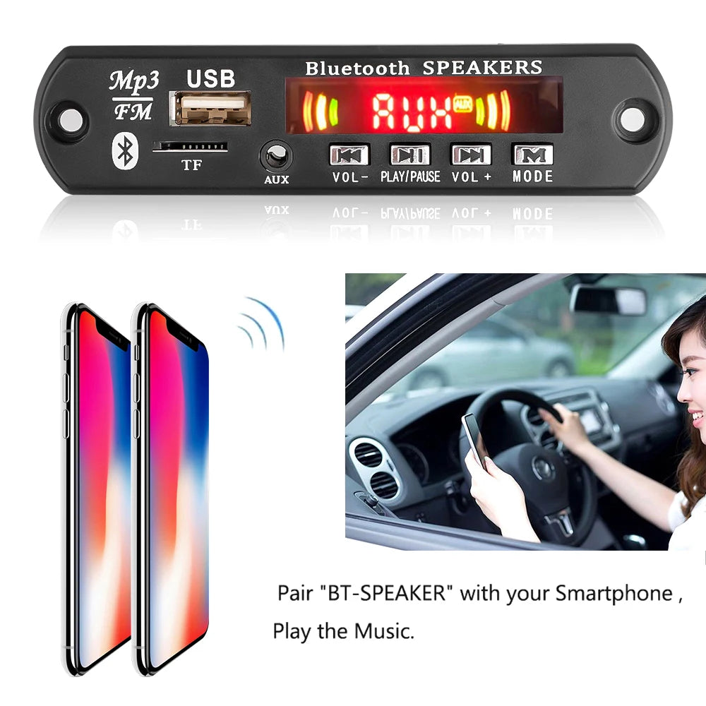 2*40W 80W Amplifier Bluetooth MP3 Decoder Board Handsfree mp3 Player 5V-26V 12V Car FM Radio Module AUX TF/U-Disk For Speaker