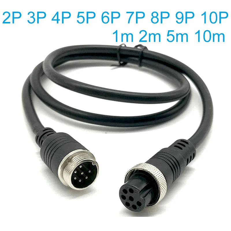 M16 2pin 3p 4p 5p 6p 7p 8p 9p 10Pin GX16 6pin Male to Female Aviation Video Extension Connect Cable 1M-10M for Car Camera System