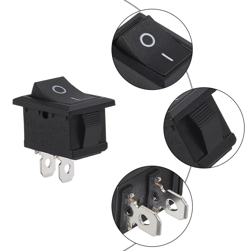 10pcs Snap-in Boat Rocker Switch Toggle Power SPST ON-OFF 2 Pin AC 250V 6A 125V 10A 2 Pin Position Snap Switch for Car Auto Boat