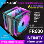 Metalfish CPU Air Cooler 4 6 Heat Pipe PC Radiator Cooling ARGB PWM 12cm Fan For 1851/1700/1200/115X/AM5/AM4/2011/X79/X99