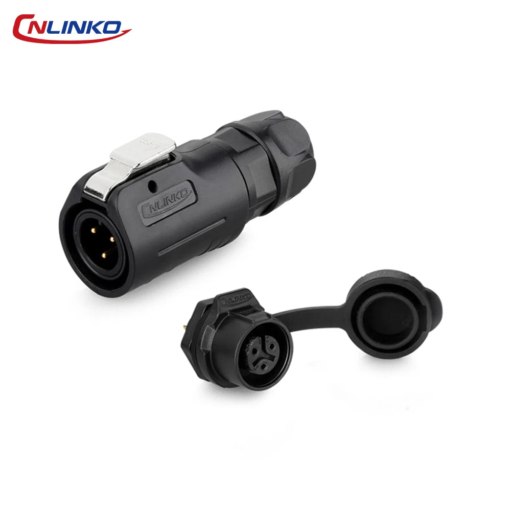 CNLINKO M12 IP68 Circular Solder Connector Male/Female Panel Mount PBT Housing Quick Lock for Marine & Industrial Automation