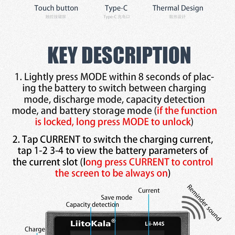LiitoKala Lii-M4S 5V EU AU UK US Plug Battery Charger For 3.7V 18650 26650 21700 14500 18350 17500 1.2V AA AAA A C