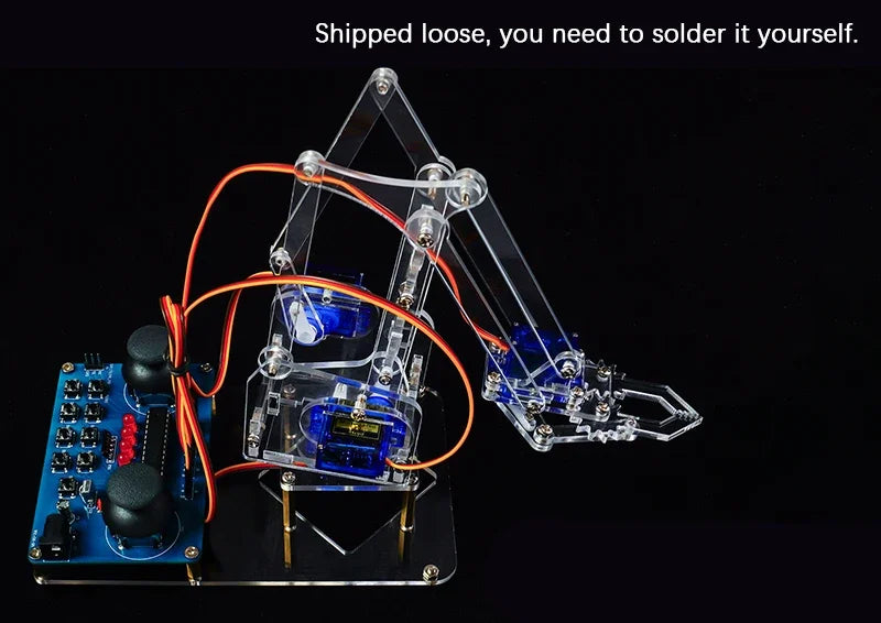 Four Degree of Freedom Assembly Robotic Arm Microcontroller Soldering Kit Acrylic Robotic Arm DIY Maker Learning Parts