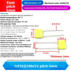 10PCS 100V Correction Capacitor Polypropylene Safety Plastic Film 100V 1nF ~ 470nF 100nf 220nf 10nf 47nf 22nf 1nf 0.47uf 0.1uf