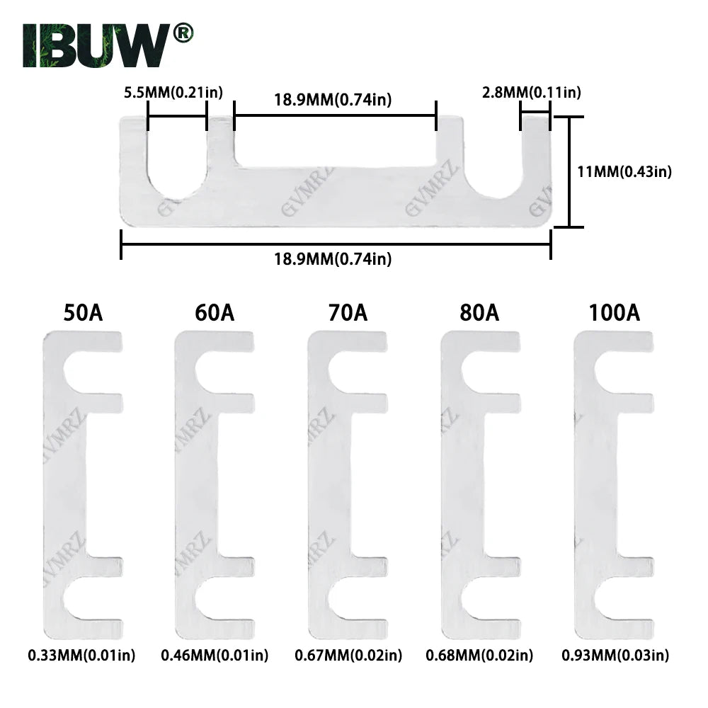 80A Auto Fuse Flat Plate Type 32V 100A Fork Type Bolt Battery Fuse Car Modification Stand 30A 40A Car Fuse Flat Fork Bolt 50A