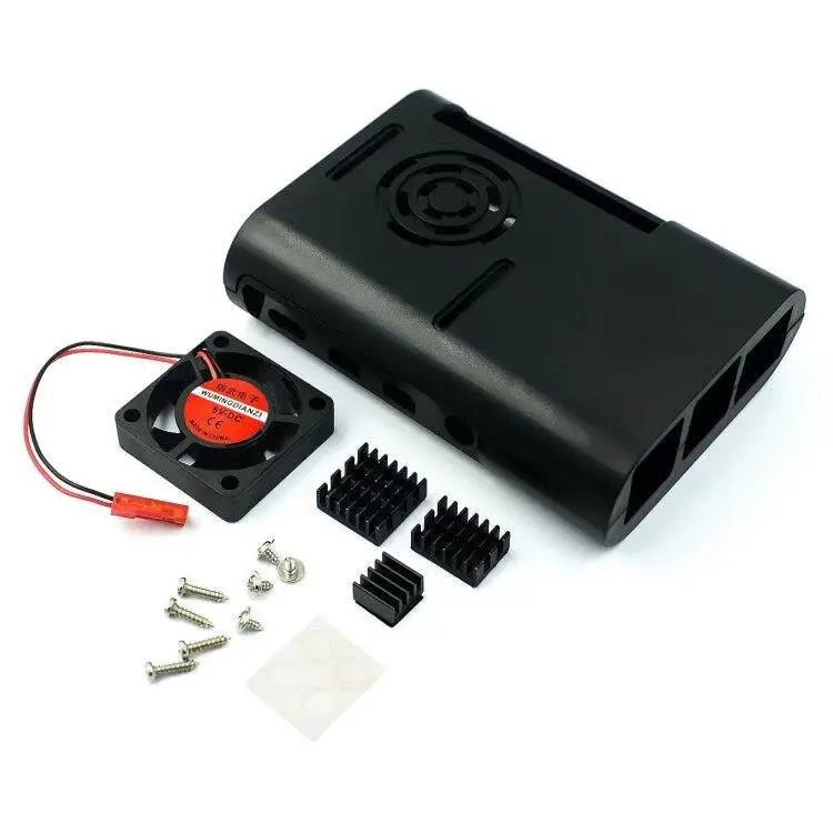 for Raspberry Pi 4B ABS injection molded case with a black and white heat dissipation fan