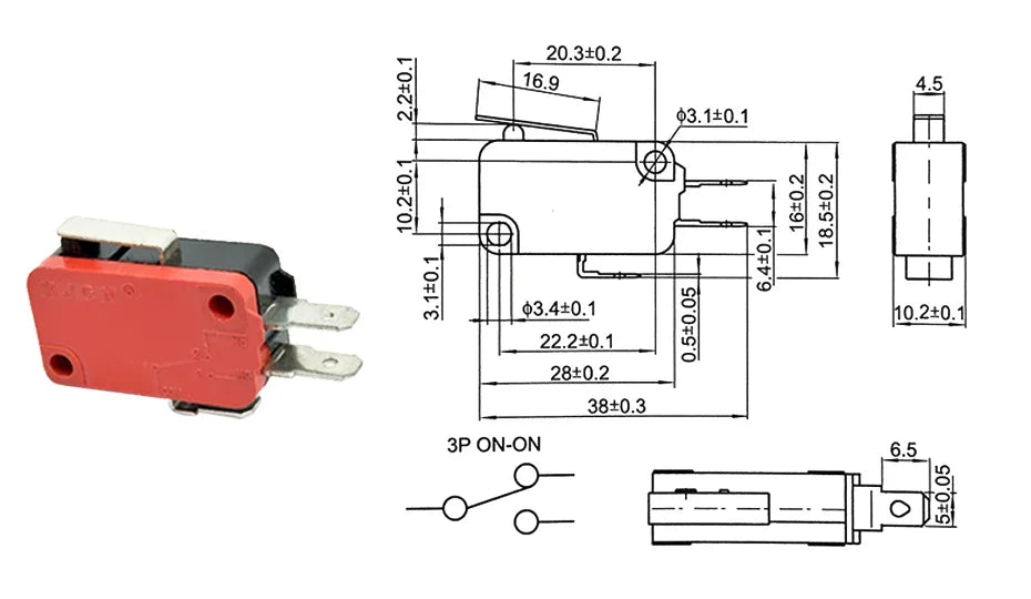 V-15 V-151 V-152 V-153 V-154 V-155 V-156-1C25 Microswitch SPDT Momentary Travel Mini Micro Limit Switch 1NO1NC Roller Lever Arm