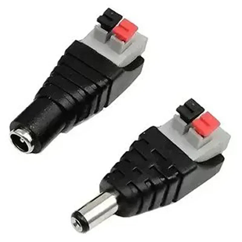 Female and Male DC Connectors 2.1x5.5mm Power Plug Adapter Jacks Sockets Connector for Single Color LED Strip Light CCTV Camera