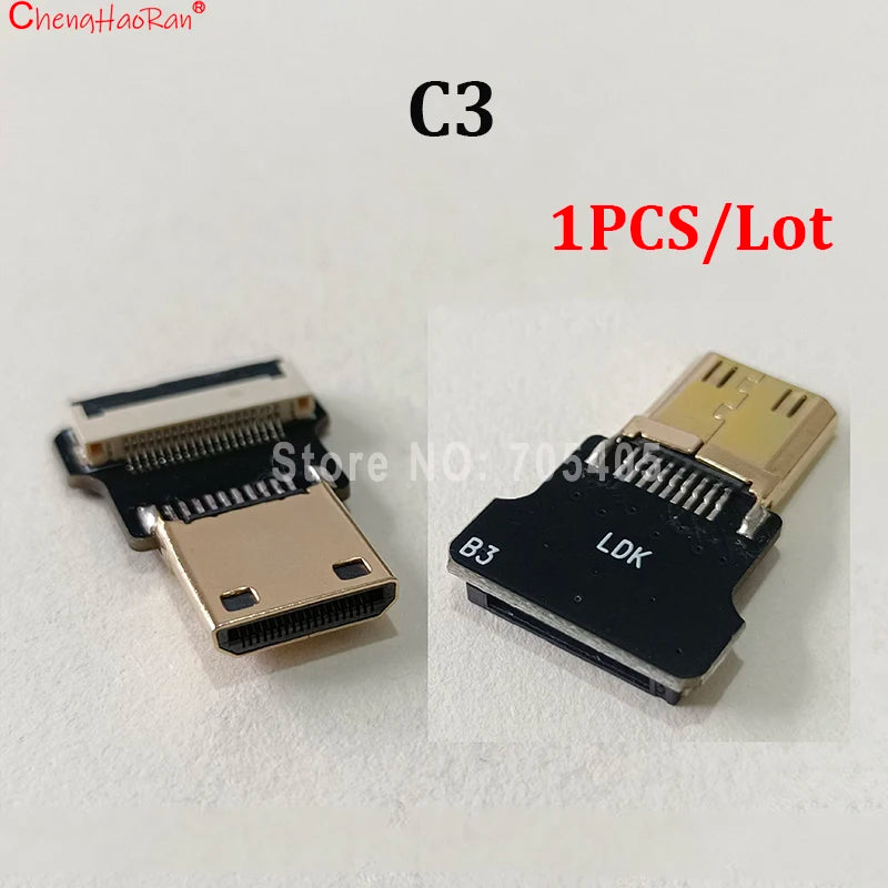 1PC Ribbon Flat FPV HDMI-Compatible Connector Flexible Cable Raspberry Pi 4 Micro HDTV To HD/Mini HD Female 90 Degree FFC 20pin
