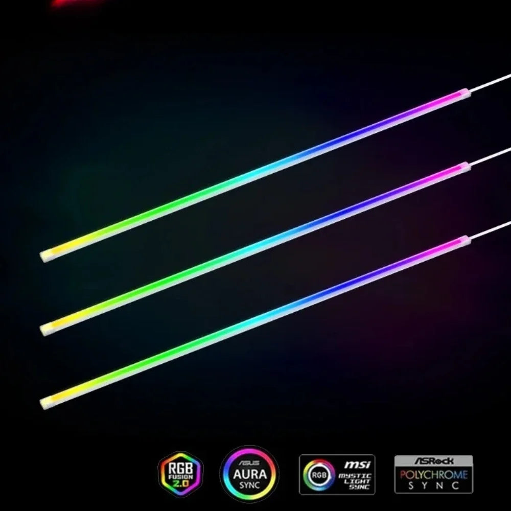 Soft Neon Addressable Rainbow PC WS2812b LED Strip Light for 5V 3pin ARGB Header PC Case Asus Aura Sync RGBIC Fusion MSI Mystic