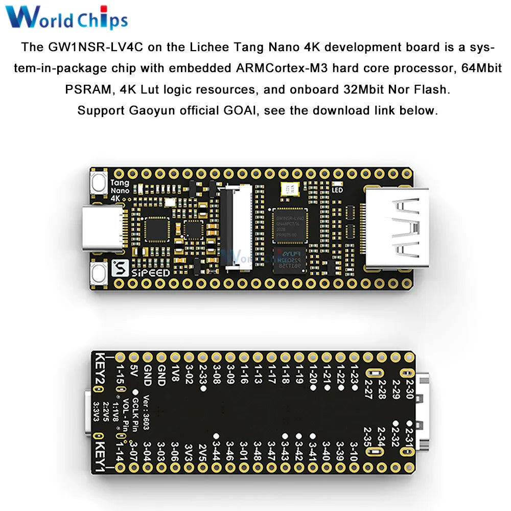 Tang Nano 4K Gaoyun FPGA GoAI Development Board On-board JTAG USB Download Circuit BL702 Chip HDMI Socket with OV2640 Camera