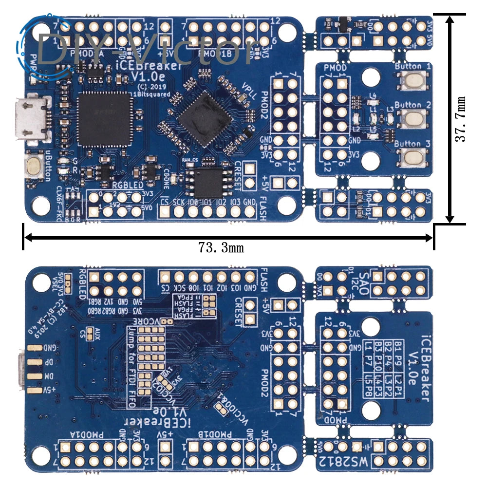 V1.0e FPGA Development Board ICE40UP5k 120 Kbit For Pmod Connectors ICEBreaker