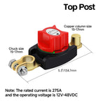 12-48V Car Isolator Disconnect Rotary Switch 275A On/Off Battery Power Cut Master Switch Disconnect Isolator for Car RV Boat
