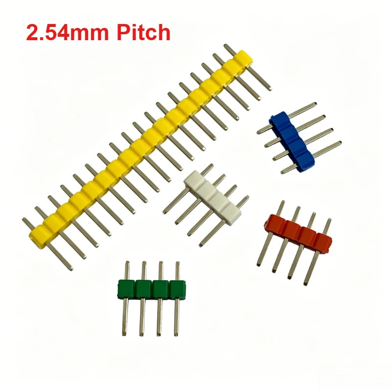 50pcs 2.54mm Male Pin Header 1X2/3/4/5/6/7/8/10/15/20/40Pin Colorful PCB Board Spacer Gold/Nickel-plated Copper Pin Long 11.5mm