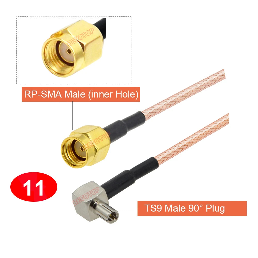 2PCS/LOT RP-SMA / SMA to TS9 Male / Female Connector RG316 Cable SMA to TS9 Extension Pigtail for Huawei 3G Modem Router
