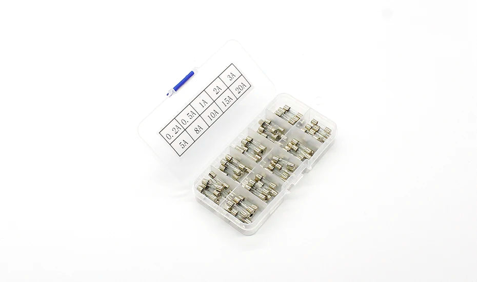 Promotion! 100Pcs Set 5x20mm Quick Blow Glass Tube Fuse Assorted Kits,Fast-blow Glass Fuses