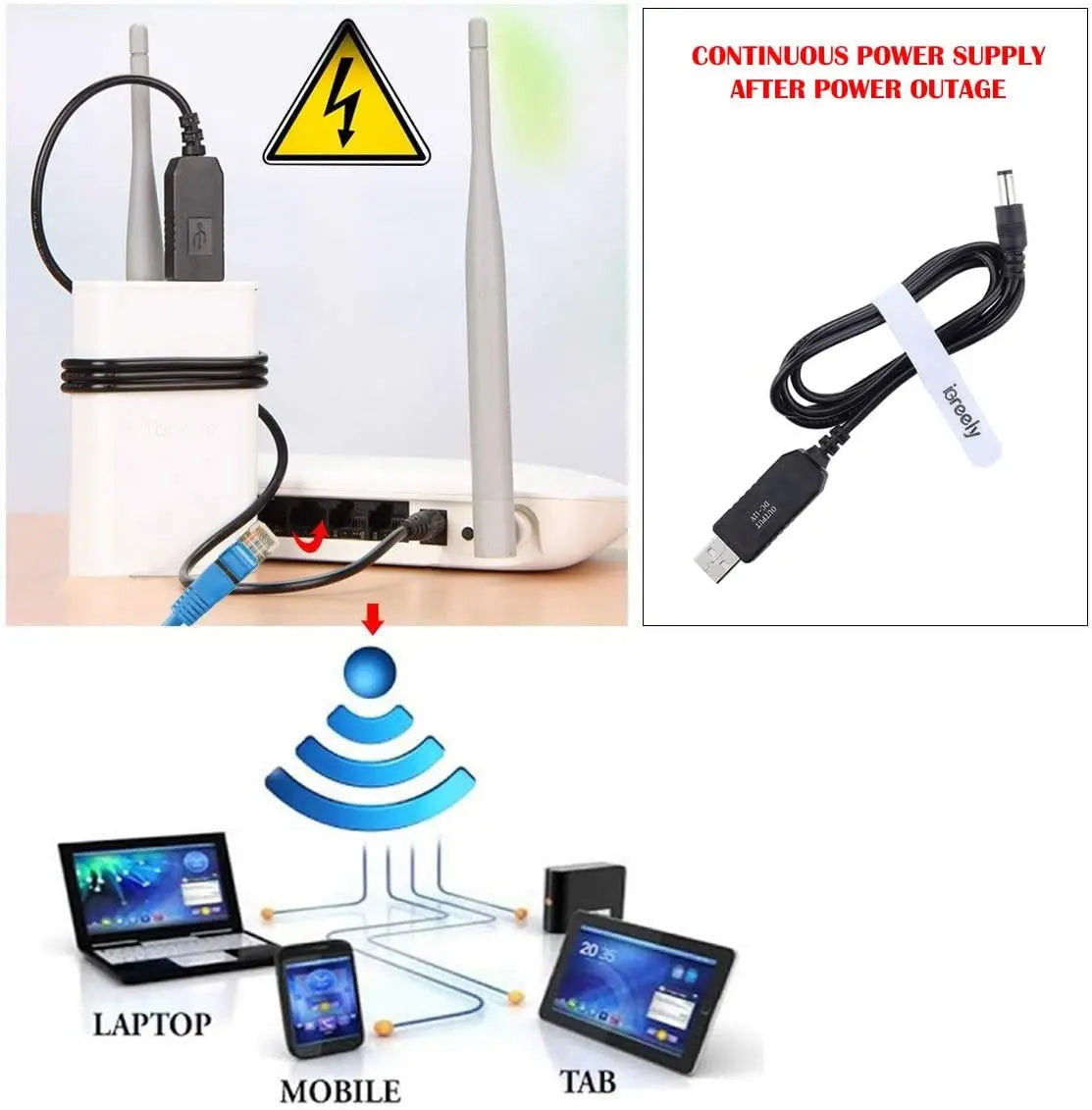 5.5x2.1mm USB DC 5V to 12V 9V Step Up Boost Power Cable for Router Modem WiFi Fan Adapter Converter via Power Bank