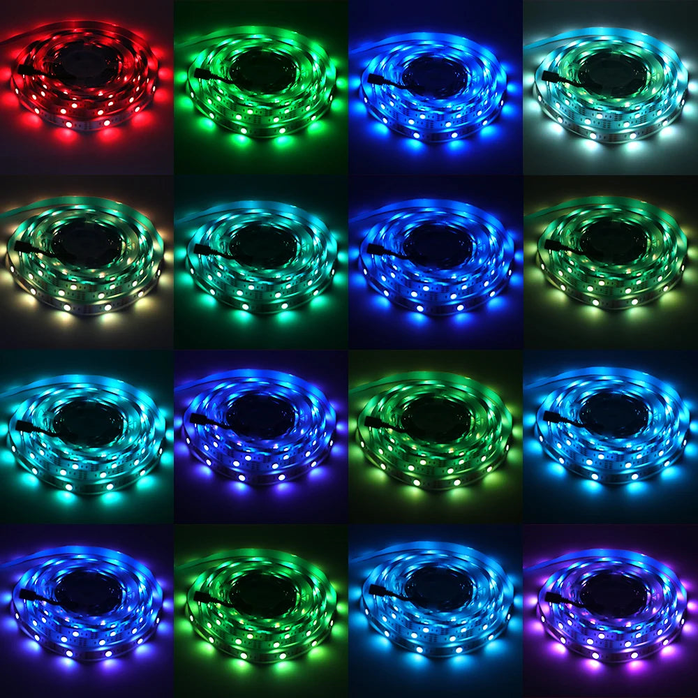 3AA Battery Powered LED Strip Lights 5050 RGB 1M 2M 3M 4M 5M Adhesive Tape Ribbon Lights Bluetooth TV Backlight Background Light