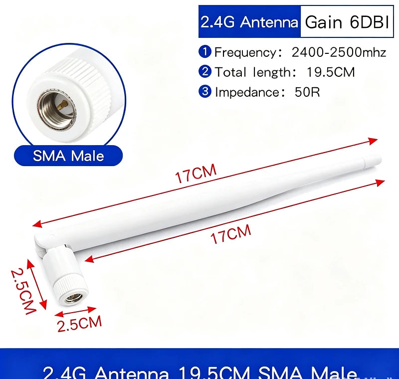 WiFi Antenna 6DBI 2.4GHz Foldable Glue Stick Antenna SMA Male Connector 2400-2500MHz Signal Booster For WiFi Router Wireless
