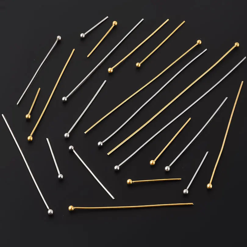 100pcs/Lot Golden Color Stainless Steel Ball Head Pins PVD Needle Pin DIY Jewelry Accessories Base De Aretes Acero Inoxidable