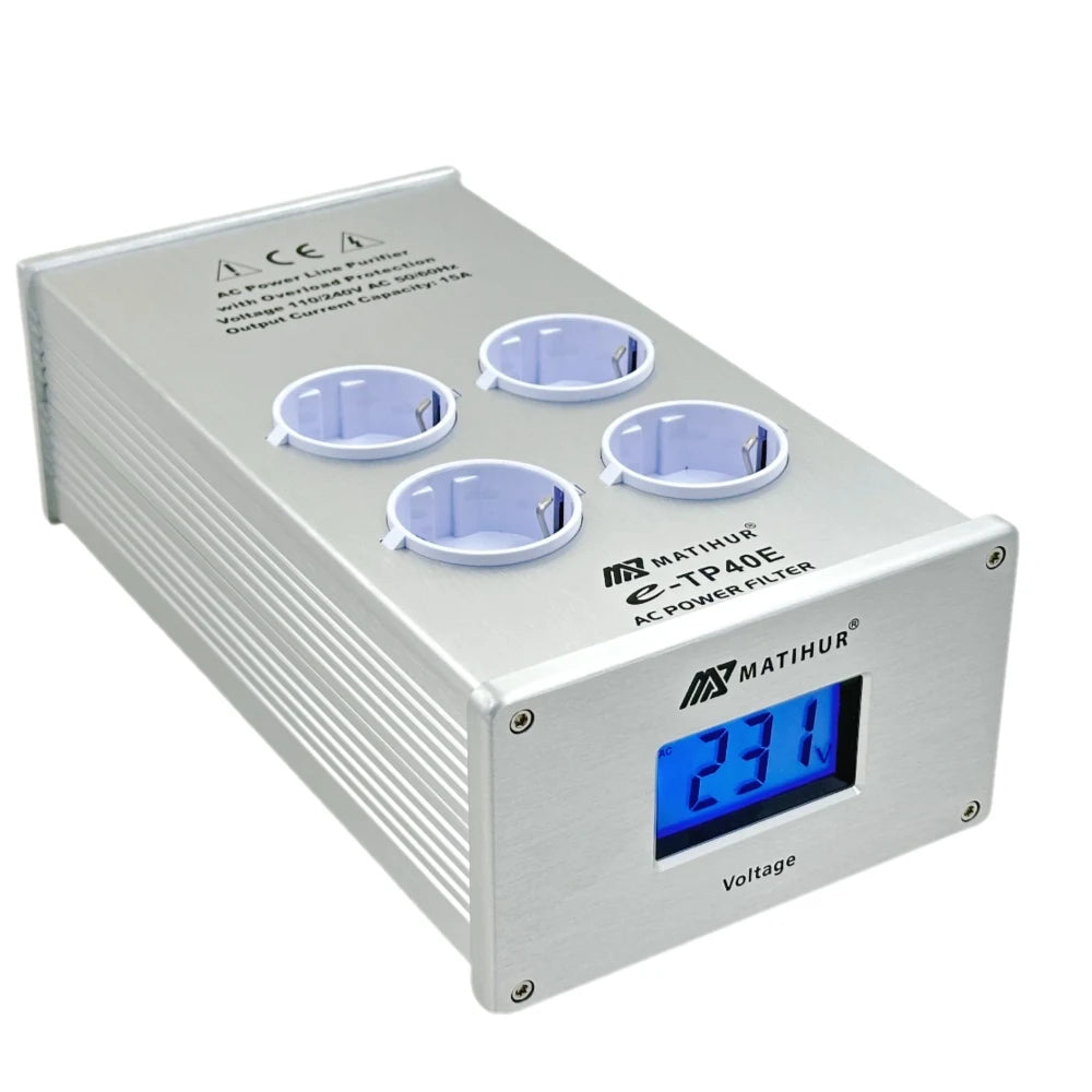 MATIHUR e-TP40E Audio Noise AC Power Filter Power Conditioner Power Purifier Surge Protection with EU Outlets Power Strip