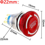 1pc 16mm 19mm 22mm Waterproof Metal Latching Emergency STOP Mushroom Push Button Switch Button Switch Knob Rotary Switch