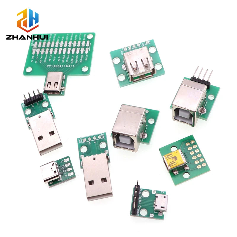 5pcs USB 2.0 Micro Mini A Female/Male USB B to 2.54mm Pin Header PCB Breakout Board Converter Adapter