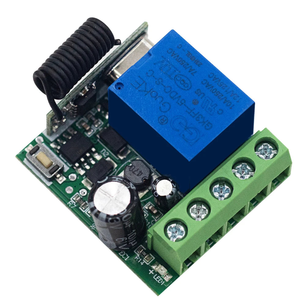 QIACHIP 433MHz Wireless Remote Control Switch Dry Contacts RF Relay Module DC 5V 12V 24V 48V 60V Remote Controls Gate Door Light