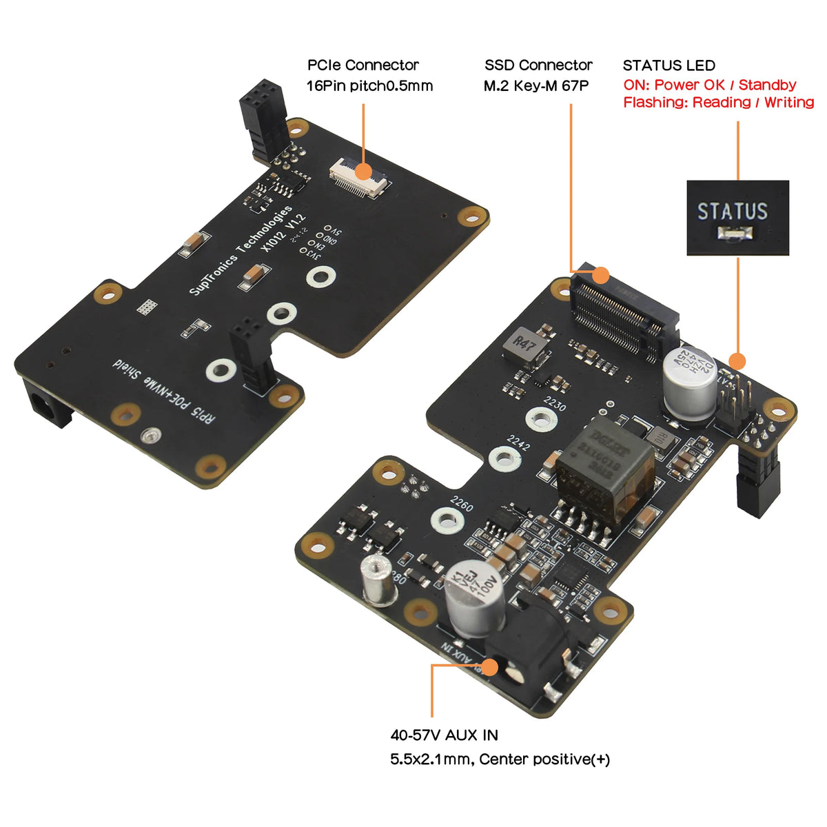 Geekworm X1012 POE NVME Shield | POE HAT for Raspberry Pi 5
