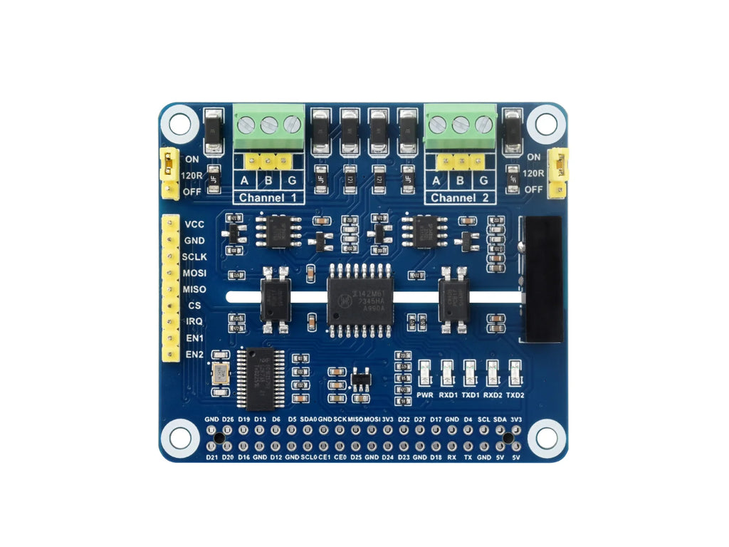 Waveshare 2-Channel Isolated RS485 Expansion HAT With Multi Onboard Protection Circuits. for Raspberry Pi