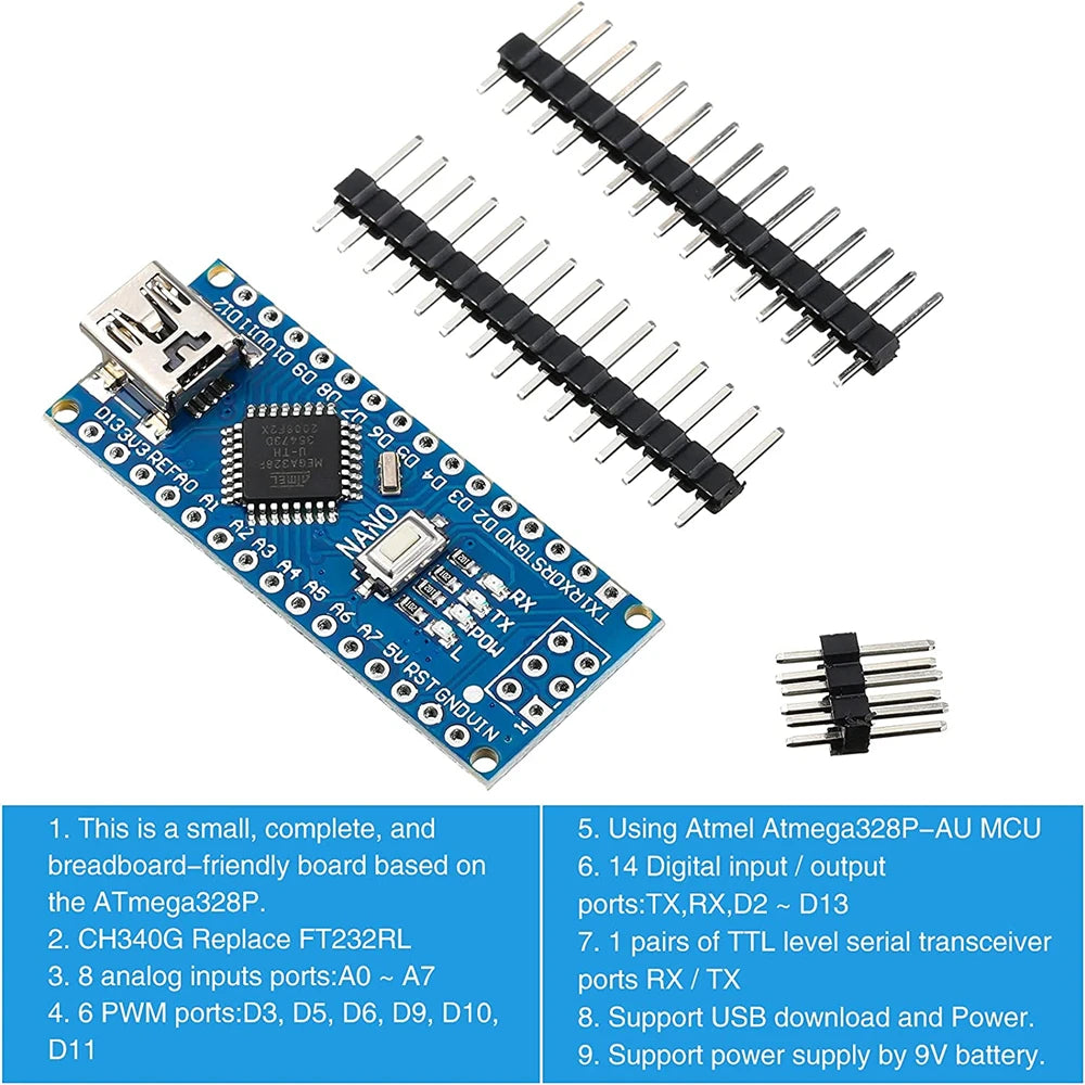 Nano 3.0 Mini Type-C Micro USB With the Bootloader Compatible Nano Controller for Arduino CH340 USB Driver 16Mhz ATMEGA328PB