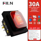 30A/250V Heavy Duty 4 Pin DPST IP67 Sealed Waterproof T85 Auto Boat Marine Toggle Rocker Switch with LED 12V 220V 30x22