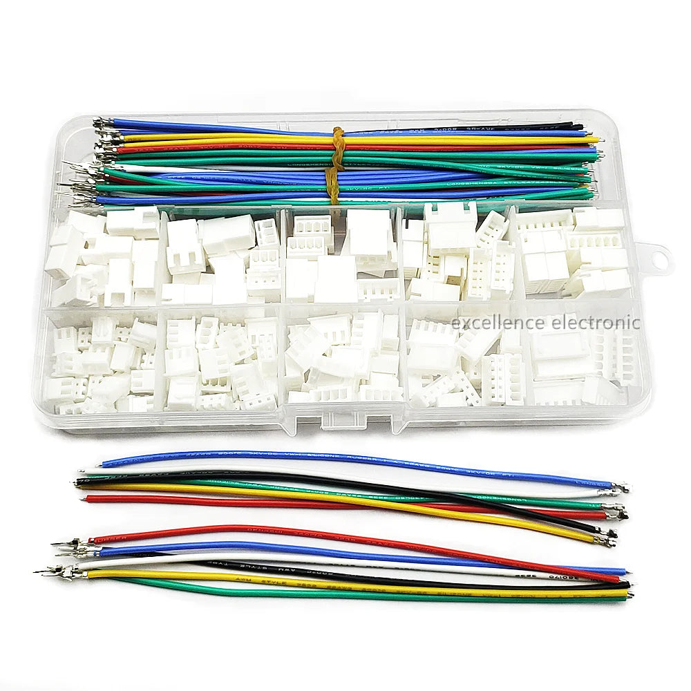 JST XH 2.54mm Connector Kit with 22AWG Pre-Crimped Silicone Cables XH2.54 Male Female Sockets Plug Housing 2 3 4 5 6 Pins