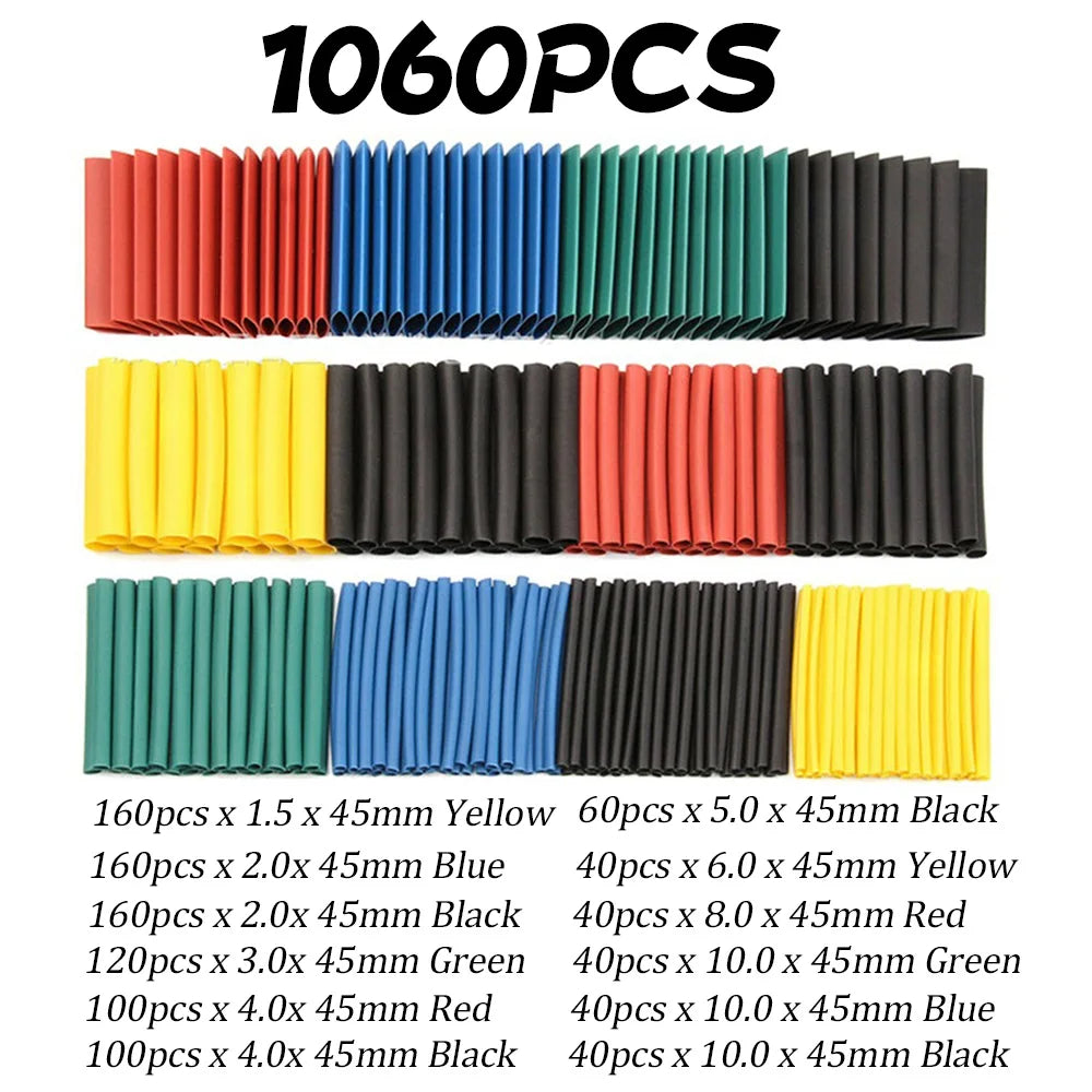 2:1 Heat Shrink Tube With 300W Hot Air Guns Kit EU US 110V 220V Heat Shrink Tubing Kit Cover Cable Repair Protection 1060/656pcs
