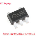 100Pcs/10pcs ME6211 ME6211C33 ME6211C33M5G ME6211C33M5G-N S2RC S2Xz SOT23-5 3.3V 500mA Low Dropout Linear Voltage Regulator Chip