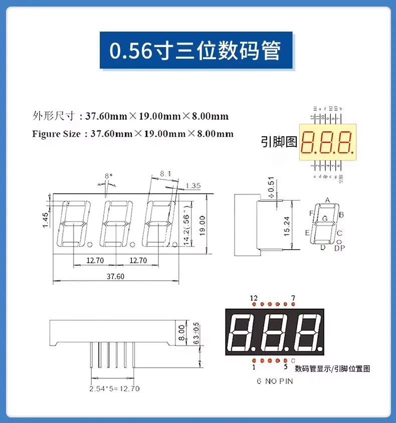 5pcs 0.28 0.36 0.4 0.56 Inch Digital Tube LED Display 1Bit 2Bit 3Bit 4Bit Display Common Anode / Cathode 7 Segment  Led Display