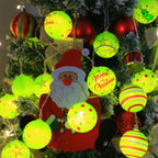 Luminous Xmas Bauble Fairy String Lights, Multipattern Printed Christmas Ball LED Garland, Whimsical Neon Tone Festive Lighting