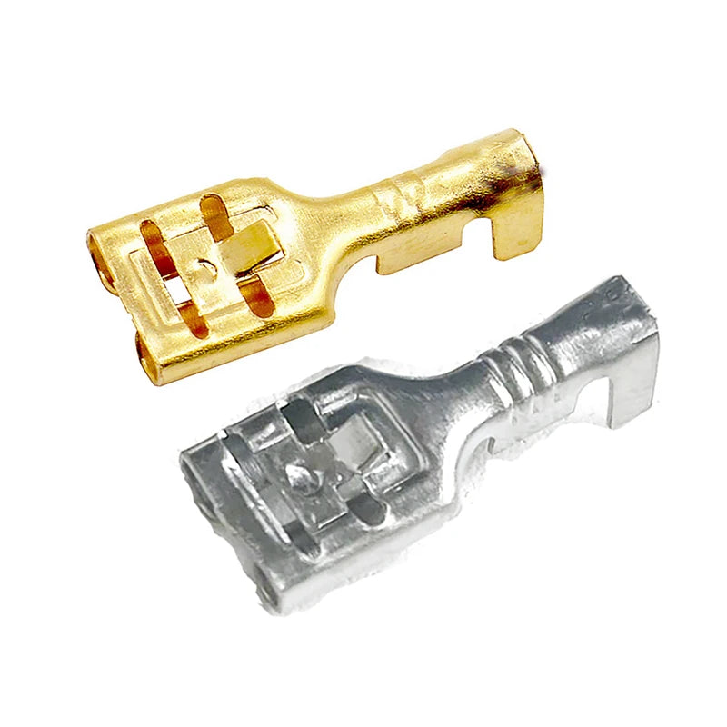 50/100/200pcs Female Spade Quick Splice Crimp Terminals 6.3mm Crimp Connector Non Insulated Terminal