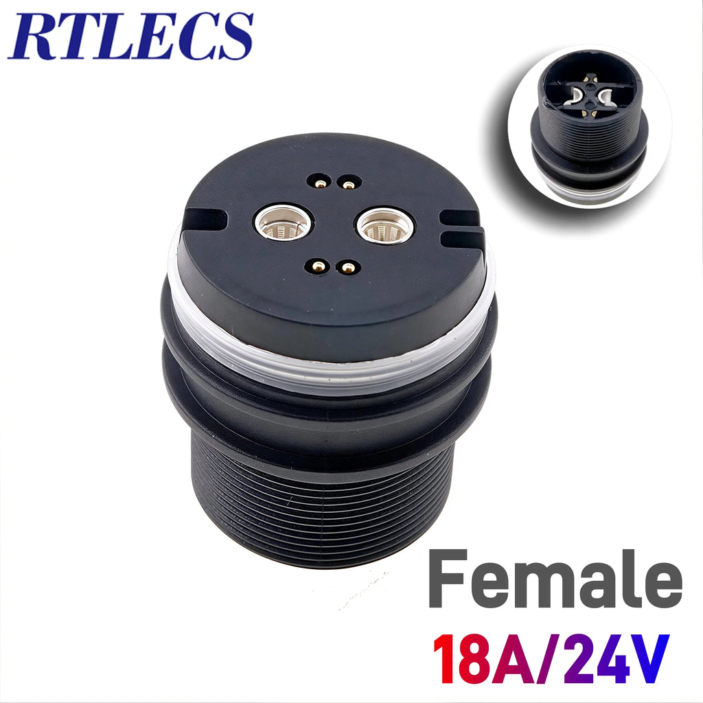 Waterproof Magnetic Circular Connector 18A 24V Male Female 4+2 Pin DC Power Charger Military-grade 12AWG Wire Threaded Gold Plat