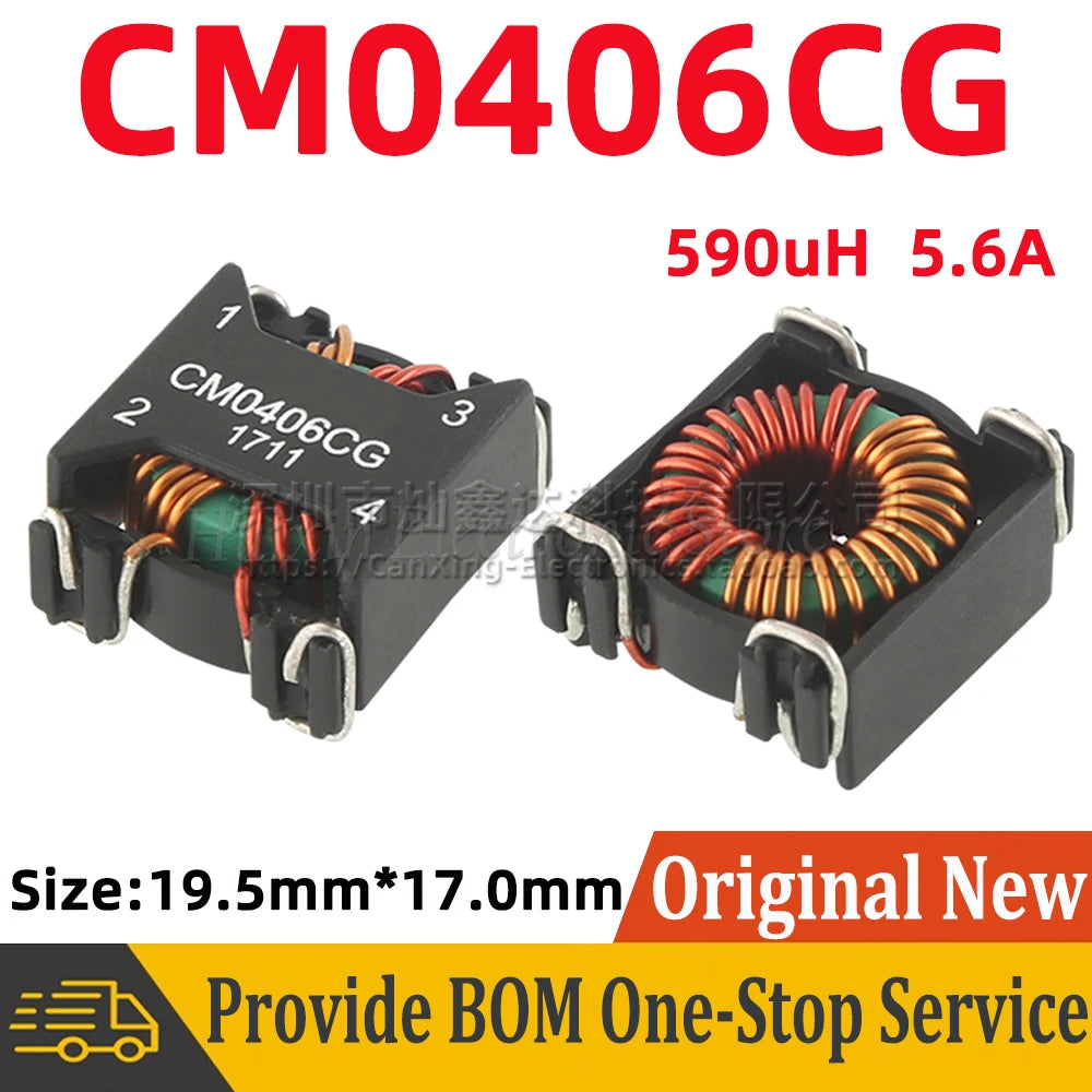 5pcs CM0406CG SMT Common Mode Choke Coil Inductor Inductance 590uH 5.6A EMI Filter Coil Magnetic Ring Switching Power Supply