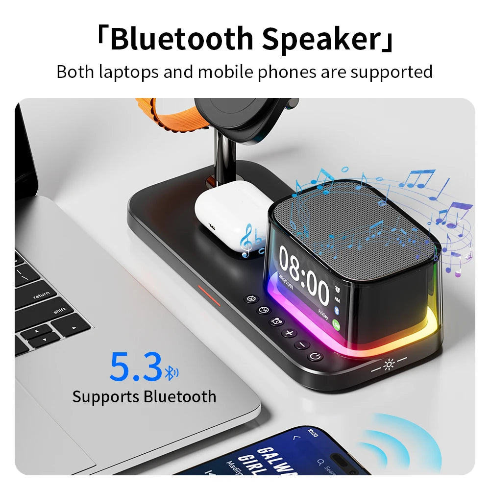 Super Fast QI2.2 25W Magnetic Wireless Charger Station For Galaxy S25/S26 iPhone 17 16 Pro Max Apple& Galaxy Watch Airpods Buds