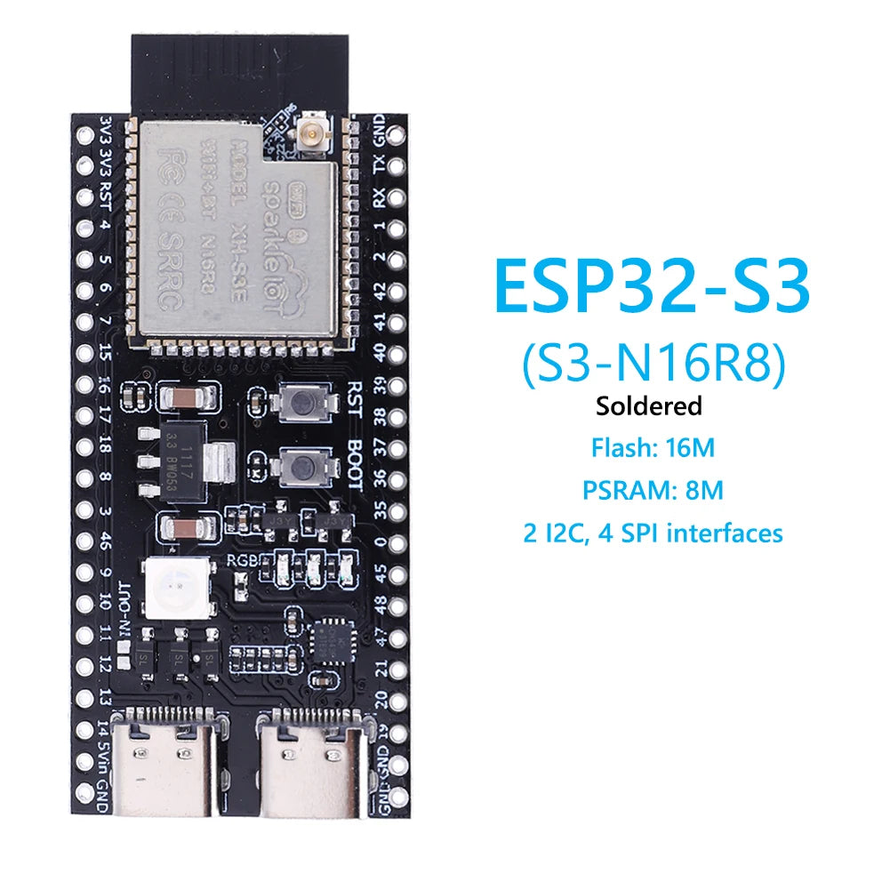 1-10X ESP32 S3 Dual Type-C Development Board WiFi Expansion Board 2.4G Wifi BT Module for Arduino 8MB PSRAM 16MB FLASH N16R8