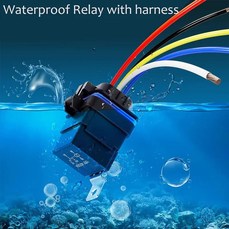 4Pin 5Pin Waterproof Relay and Harness Tinned Copper Wires Automotive Relay and Harness Set 12/24V 40A DC Relay Kit